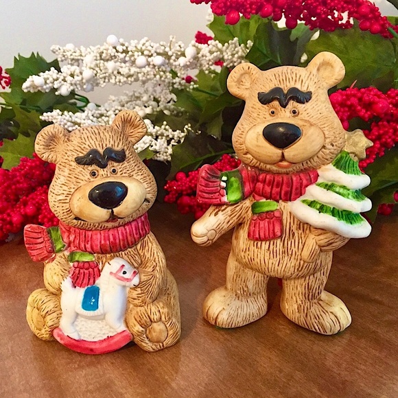 🎄Vintage Ceramic Christmas Bear Set🎄 - Picture 1 of 10